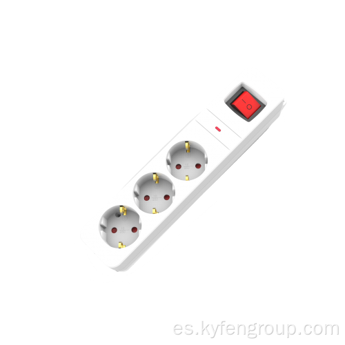 3 outlet Alemania Power Strip con protección contra sobrecarga